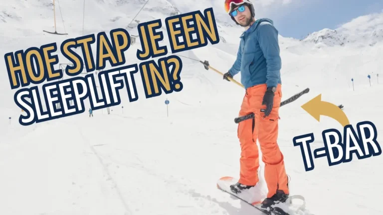 Snowboarder in sleeplift: hoe stap je een t-bar sleeplift in?