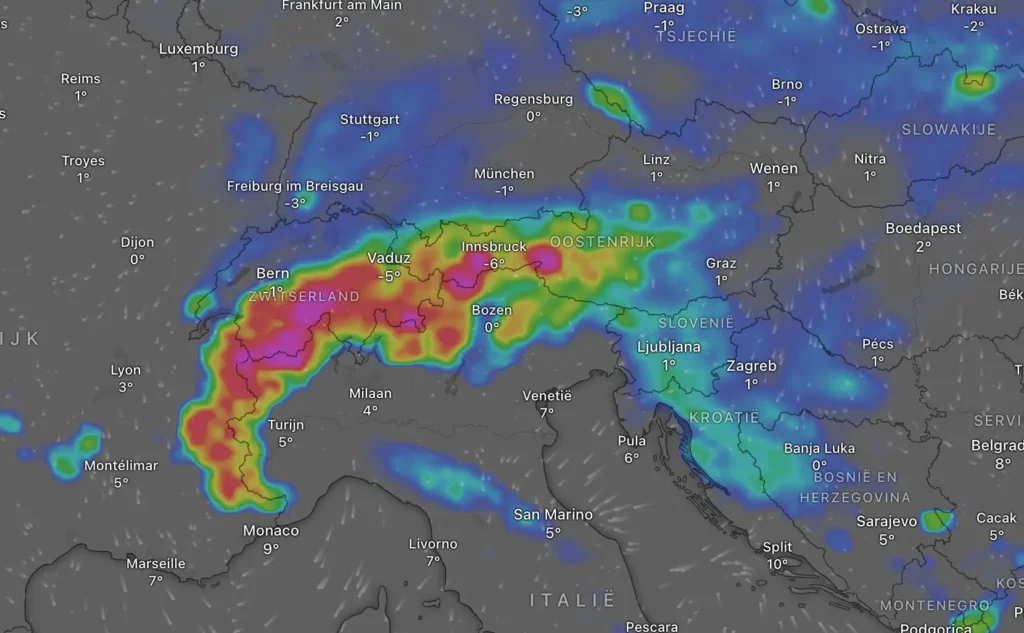 Sneeuwhoogtes 14 februari 2025