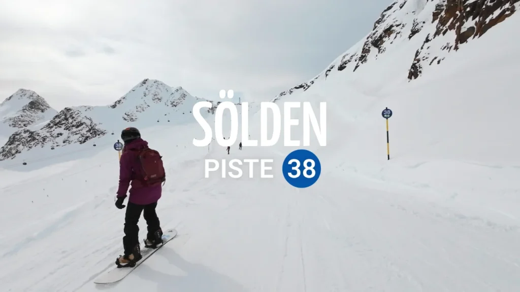 Snowboarden Solden blauwe piste 38