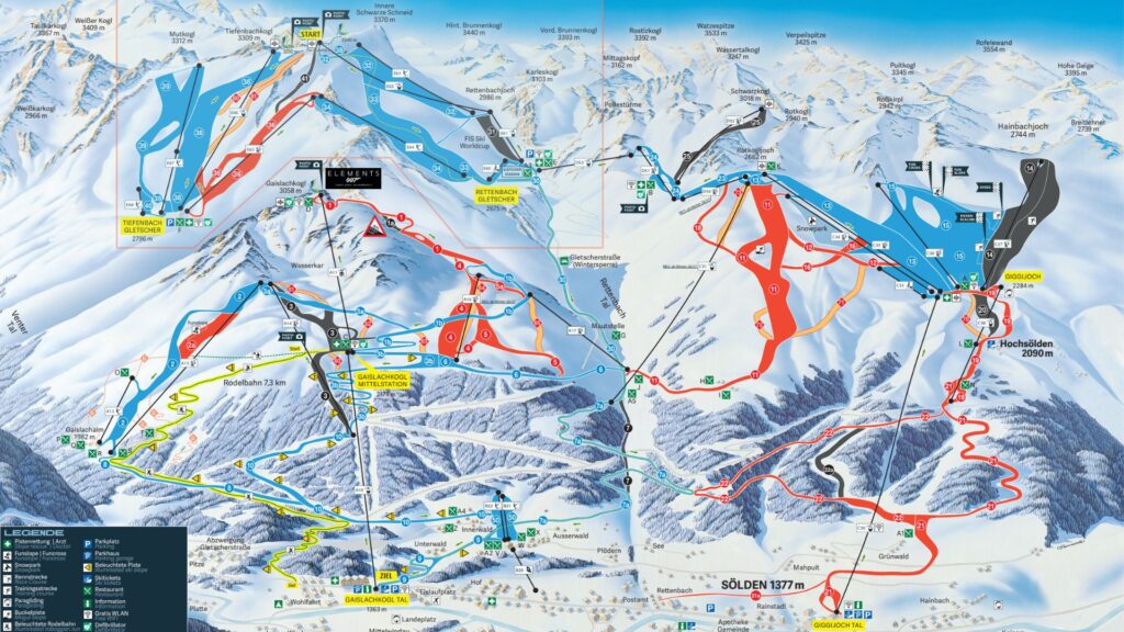 Pistekaart Sölden 2026